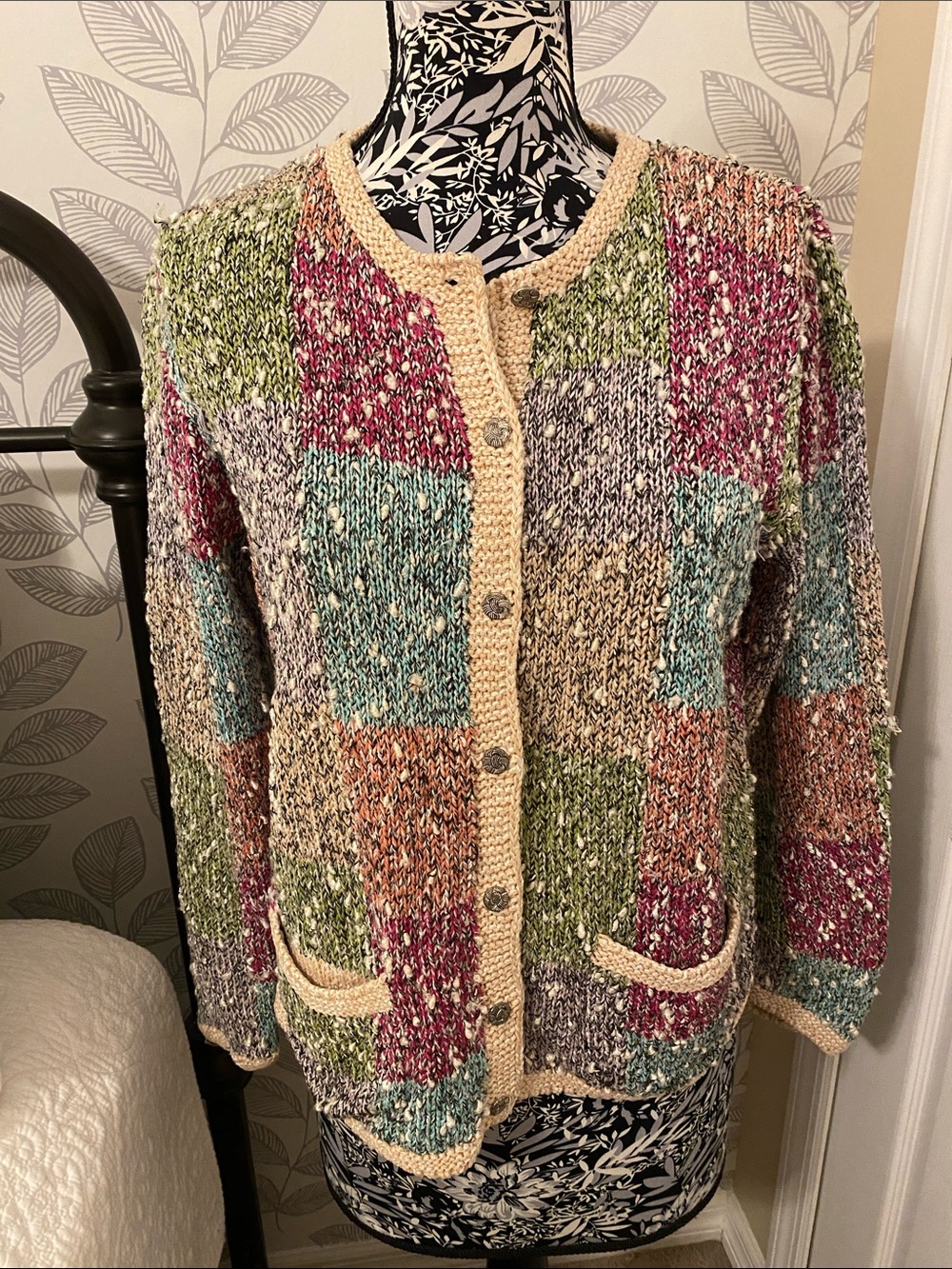 South Cotton Hand-Knitted Cotton Button Front Cardigan Sweater